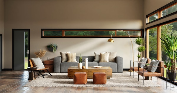 Refined living room with designer furnishings