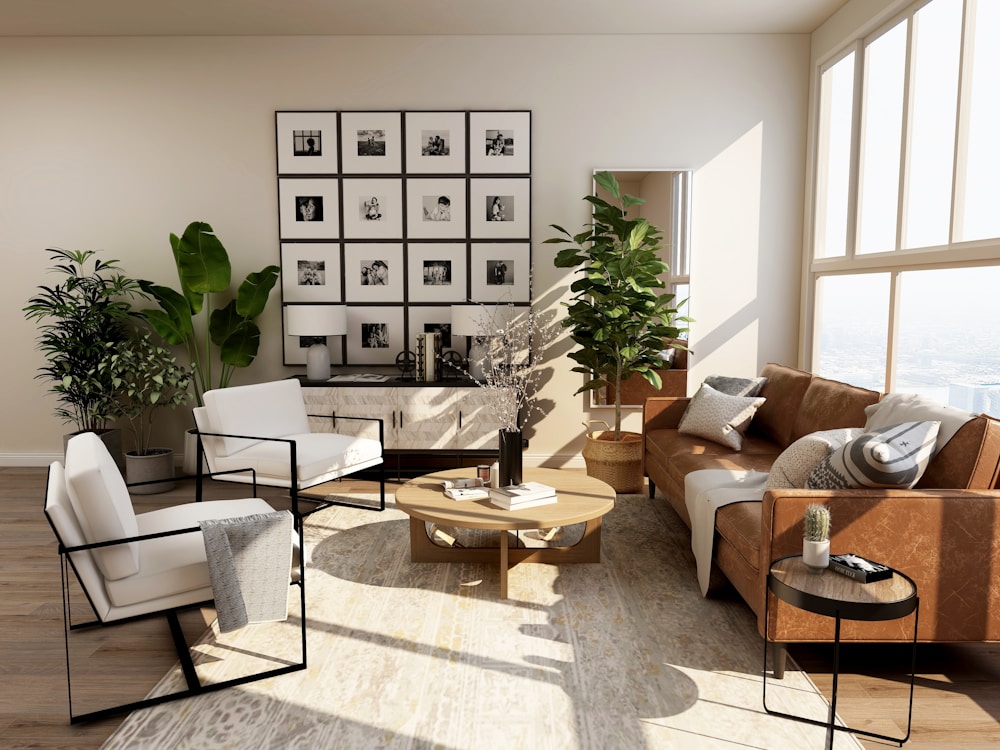 Grand interior with marble floors and classical proportions